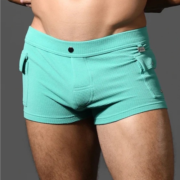 Teal Textured Men's Swim Shorts. Size Small/Medium. Andrew Christian. - Picture 1 of 7